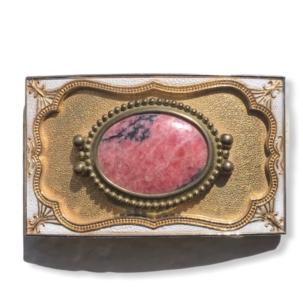 Vintage Western Belt Buckle With Pink Stone